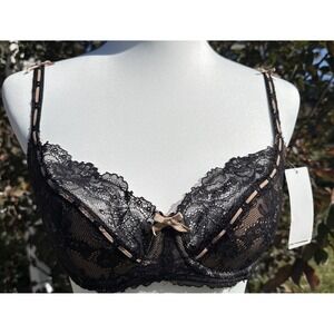 NWT Elle Macpherson Artistry E72-564 Contour Bra Black/tan‎ 34 D